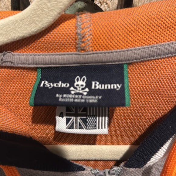 Psycho Bunny Zip up Gray Hoodie with Orange Accents size 4(small) pre owned - Picture 3 of 10